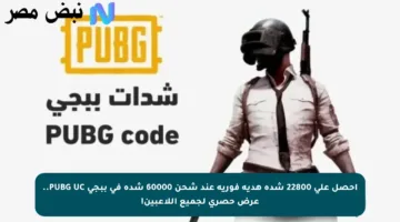 احصل على 22800 شدة هدية فورية عند شحن 60000 شدة في ببجي PUBG UC.. عرض حصري لجميع اللاعبين!